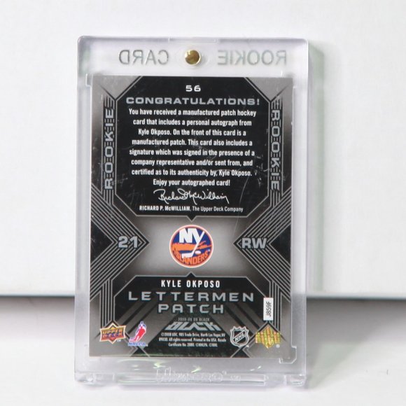 Kyle Okposo Autograph UD Black Lettermen Patch Hockey Card 2008/09 *Rookie Card* - Picture 2 of 4